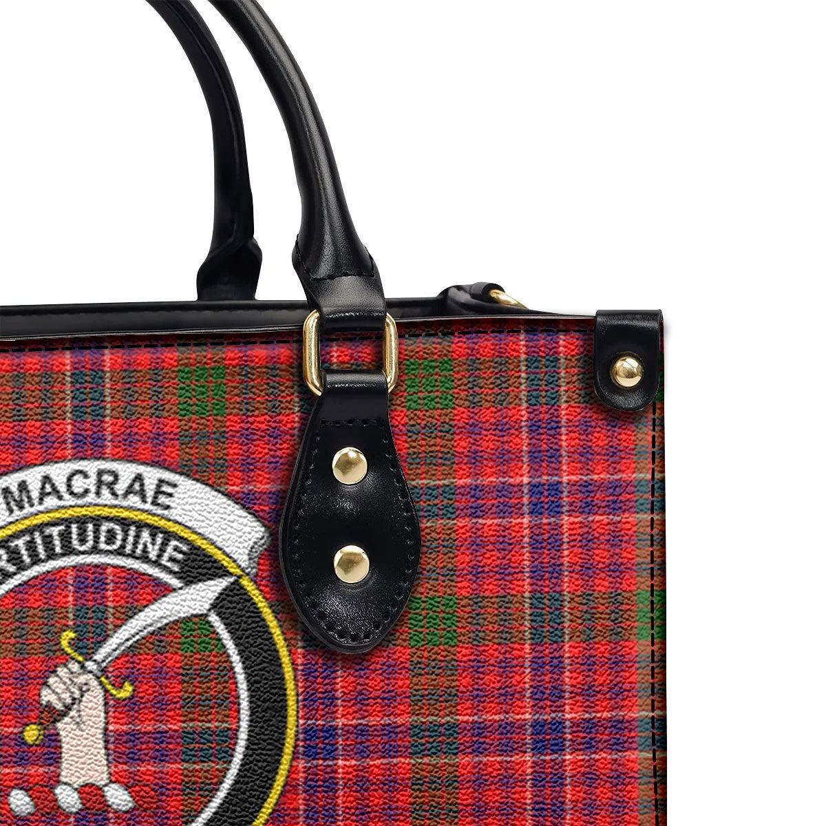 MacRae Modern Tartan Crest Leather Handbag