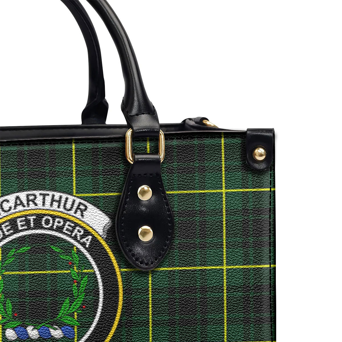 McArthur Modern Tartan Crest Leather Handbag