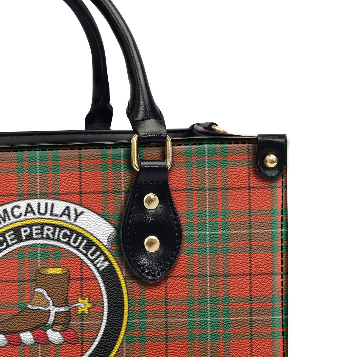 McAulay Ancient Tartan Crest Leather Handbag