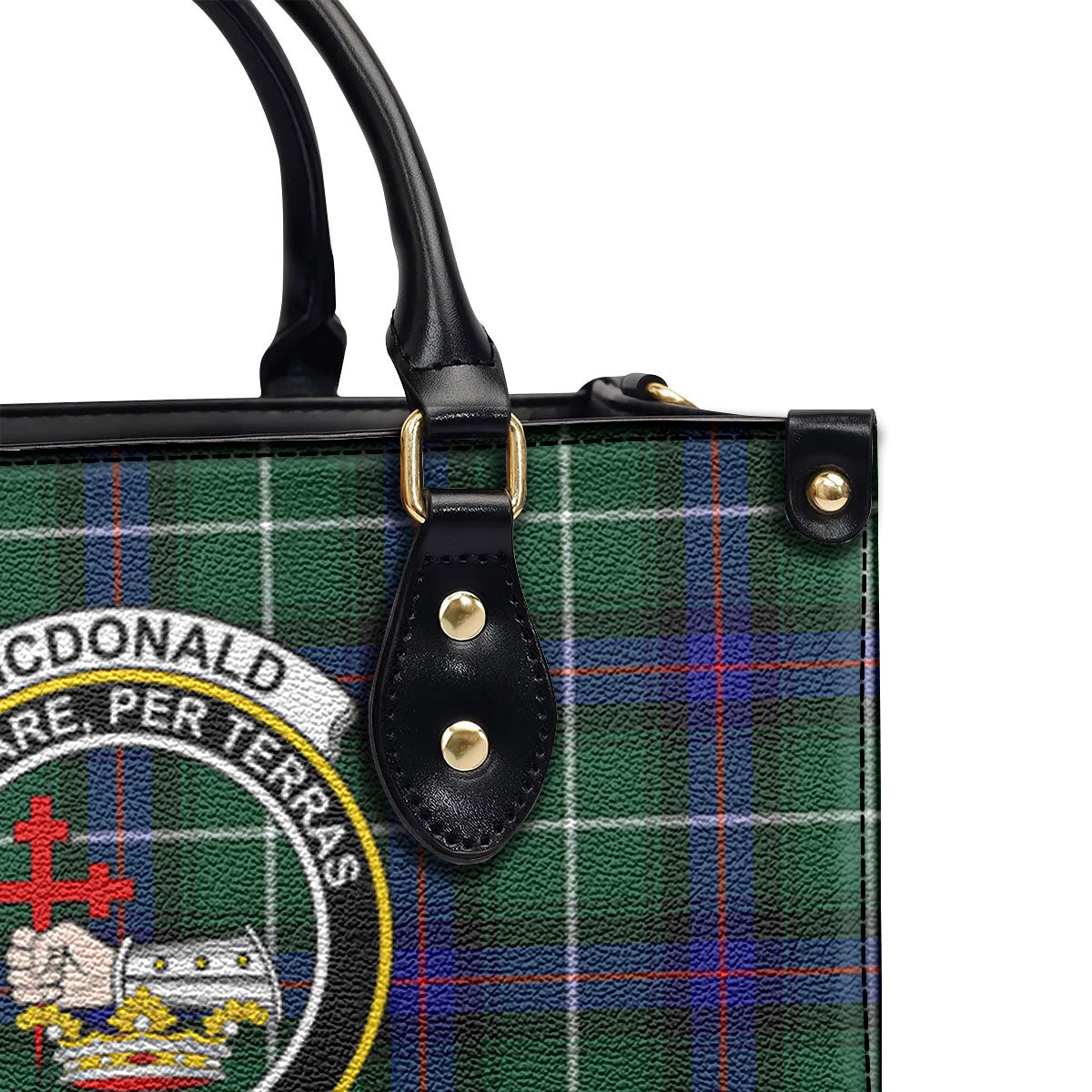 McDonald of the Isles Hunting Modern Tartan Crest Leather Handbag