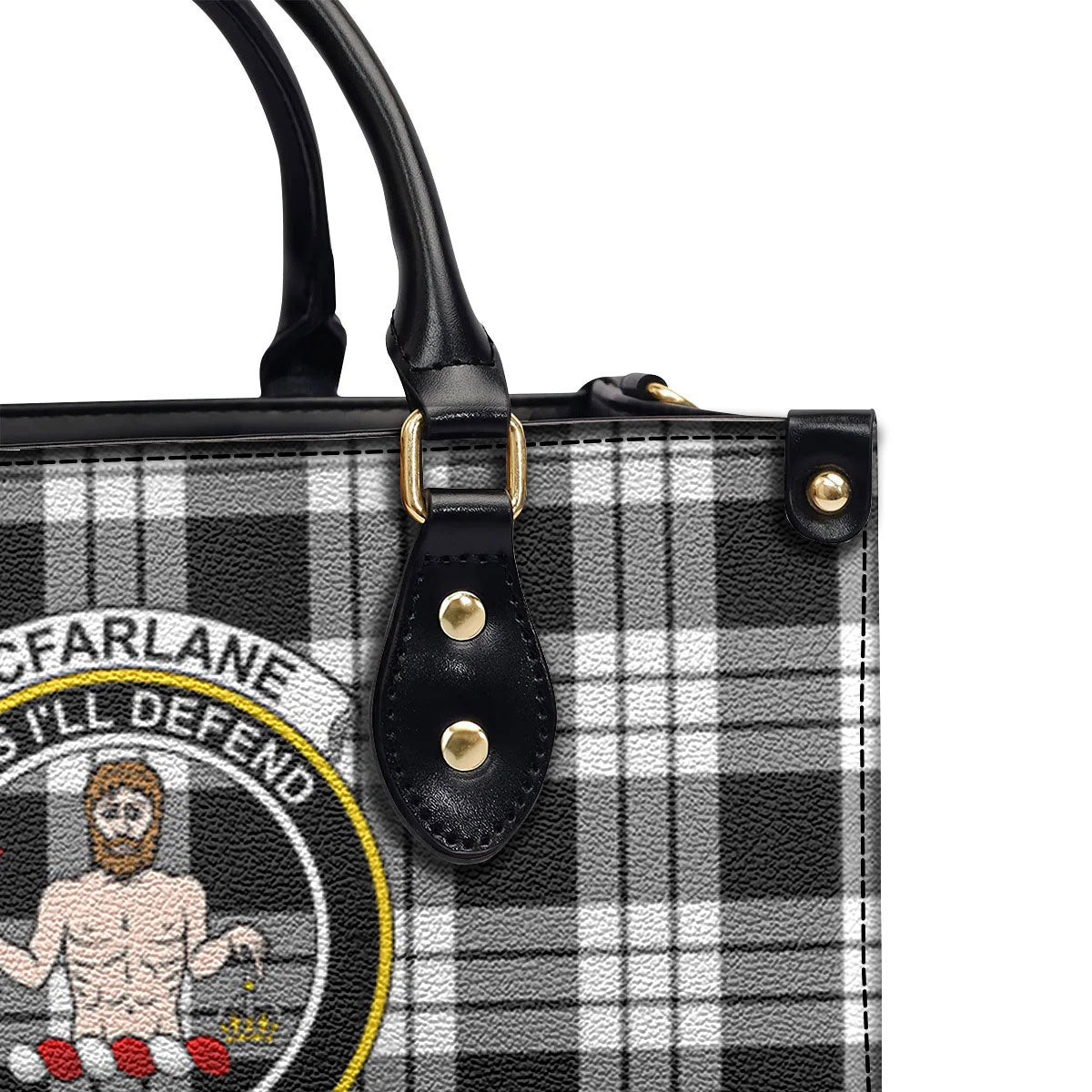 McFarlane Black - White Tartan Crest Leather Handbag