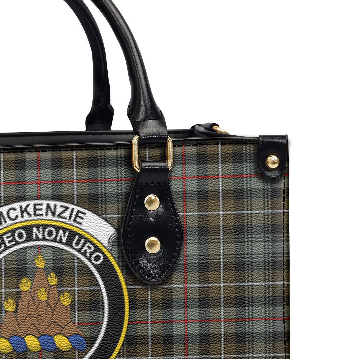 McKenzie Weathered Tartan Crest Leather Handbag