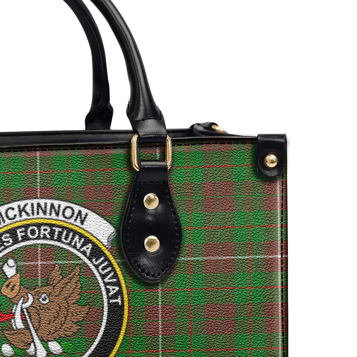 McKinnon Hunting Modern Tartan Crest Leather Handbag