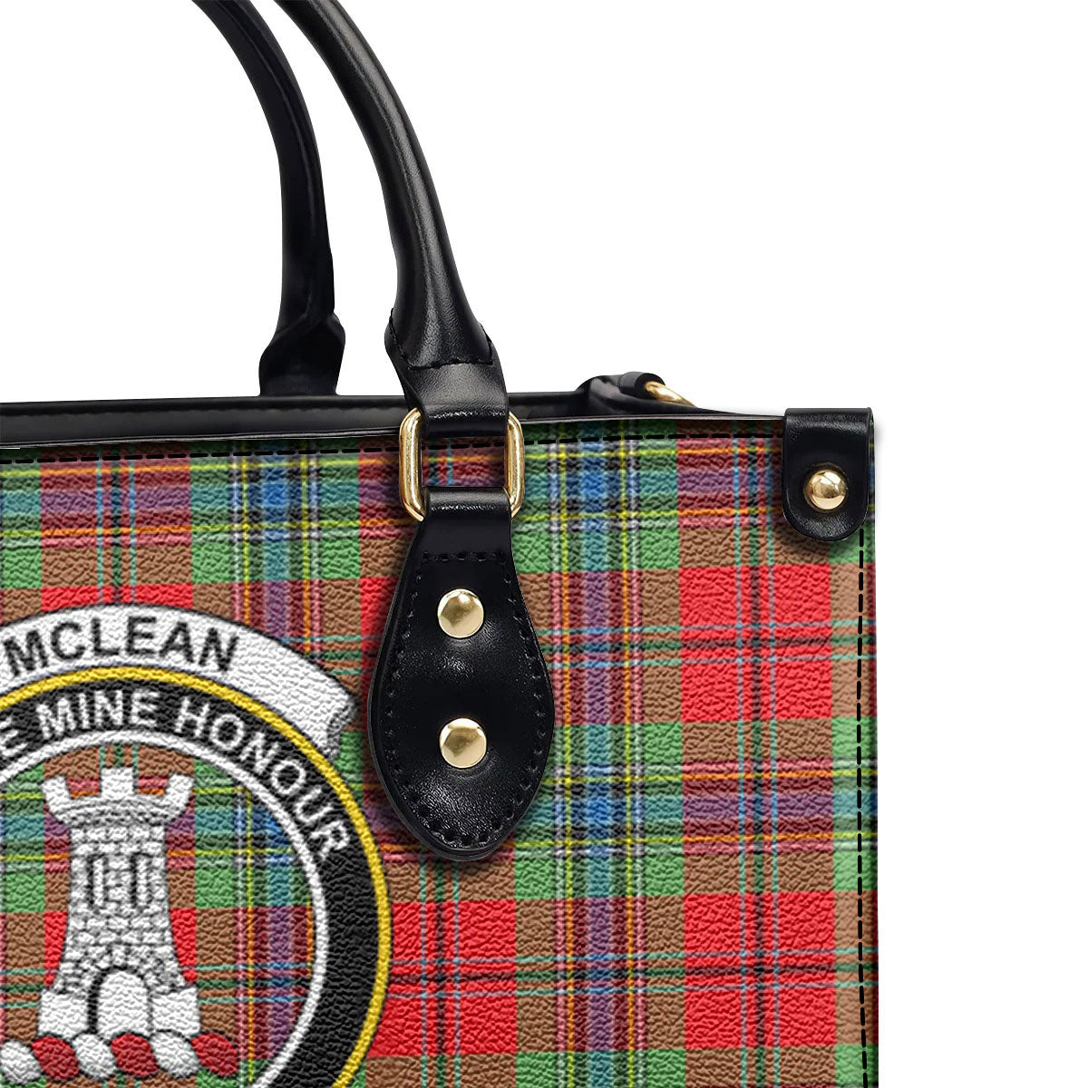 McLean of Duart Modern Tartan Crest Leather Handbag