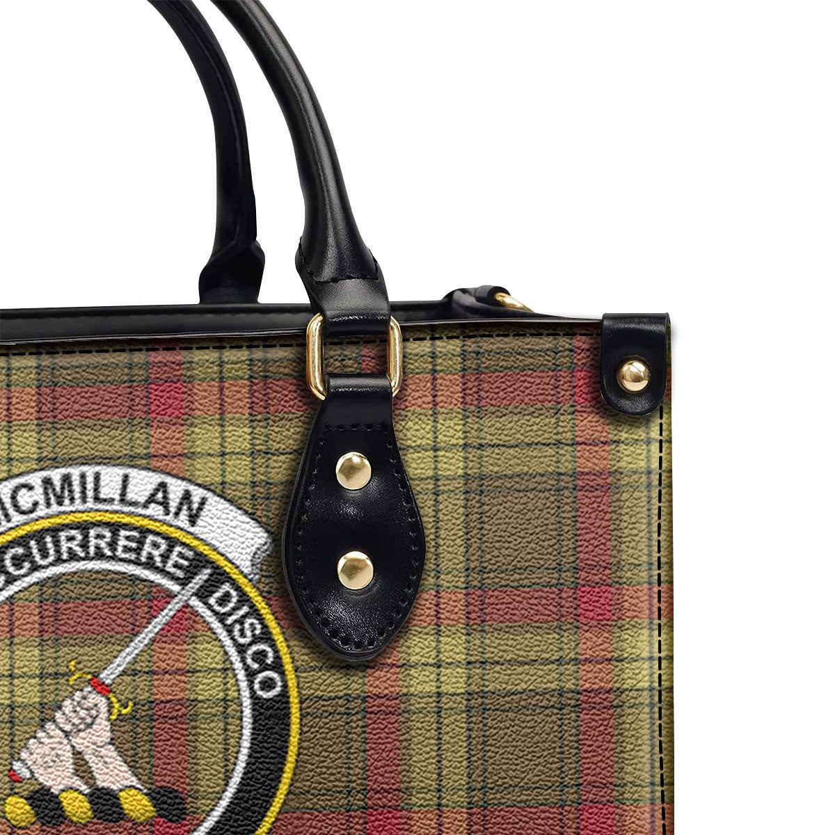 McMillan Old Weathered Tartan Crest Leather Handbag