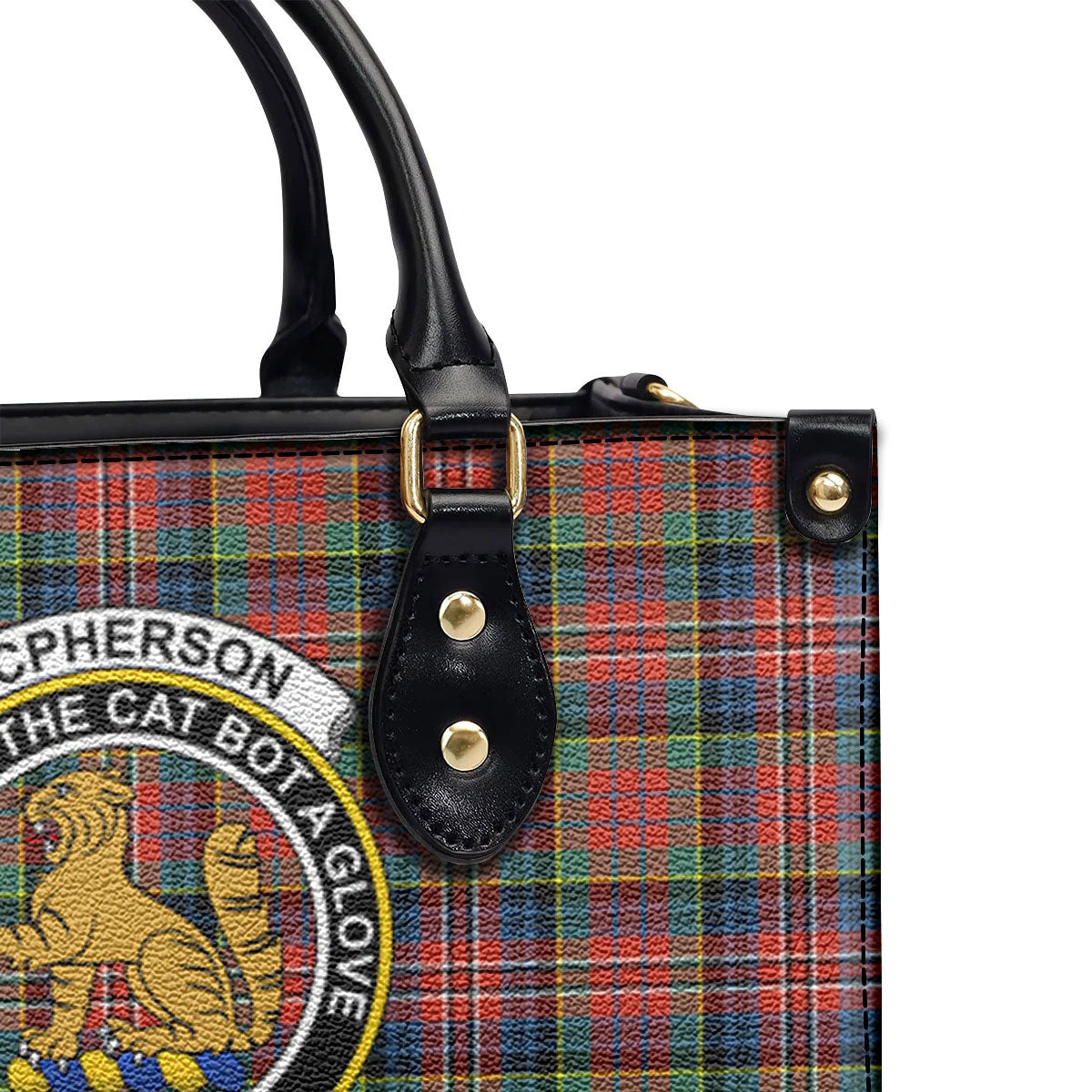 McPherson Ancient Tartan Crest Leather Handbag