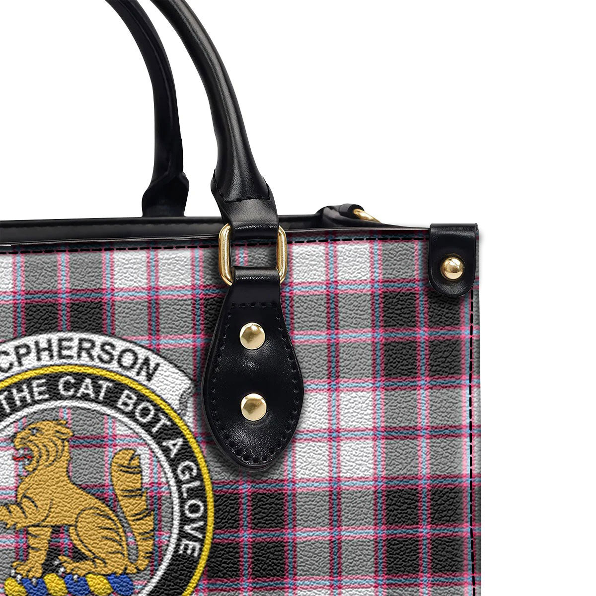 McPherson Hunting Modern Tartan Crest Leather Handbag