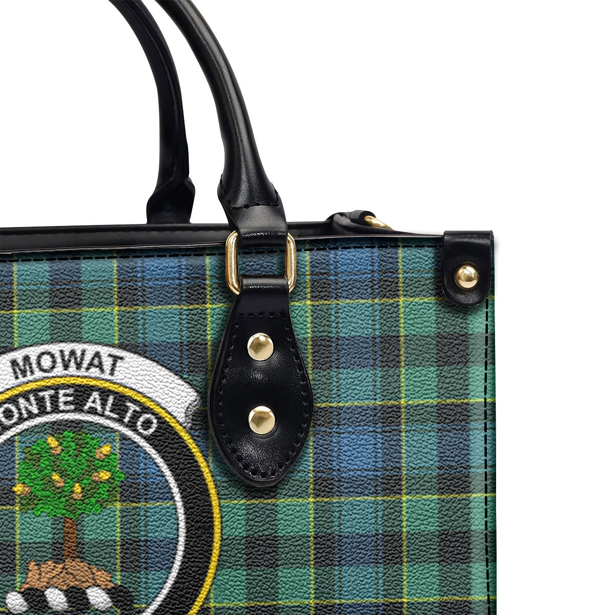 Mowat Ancient Tartan Crest Leather Handbag