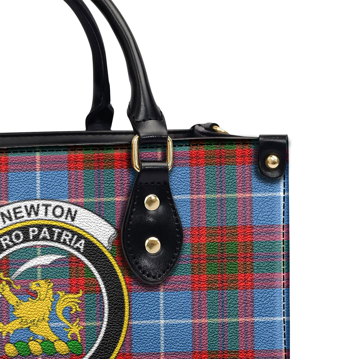 Newton Tartan Crest Leather Handbag