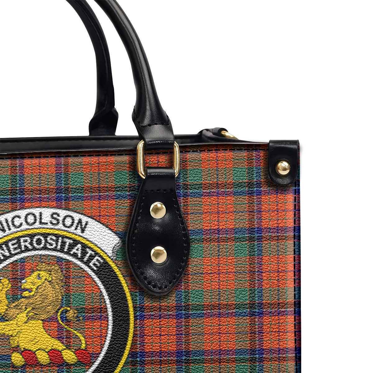 Nicolson Ancient Tartan Crest Leather Handbag