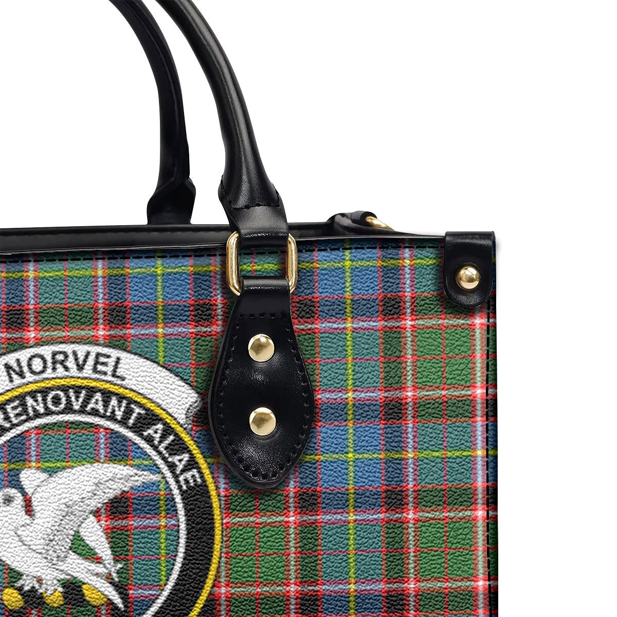 Norvel (or Norvill) Tartan Crest Leather Handbag