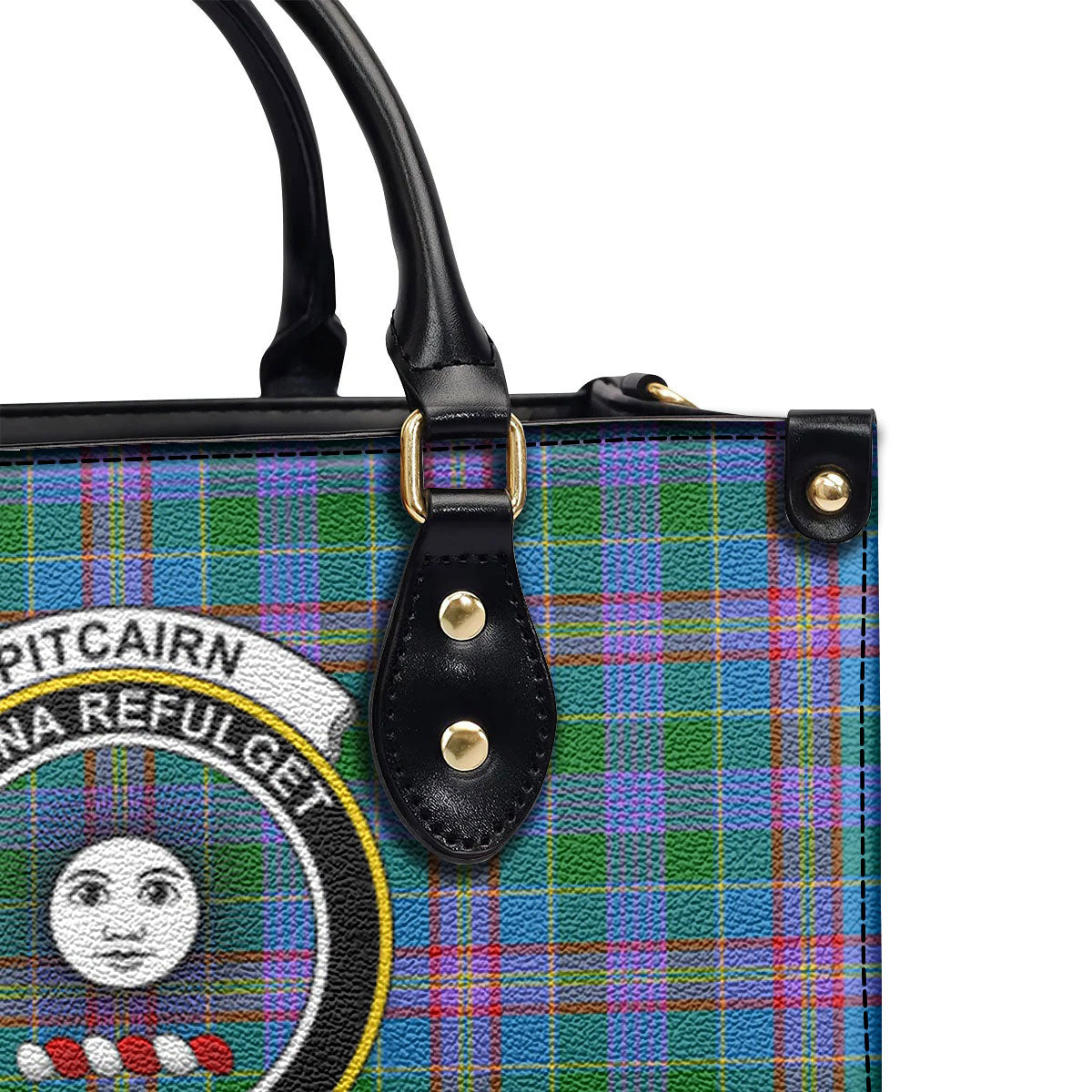 Pitcairn Hunting Tartan Crest Leather Handbag