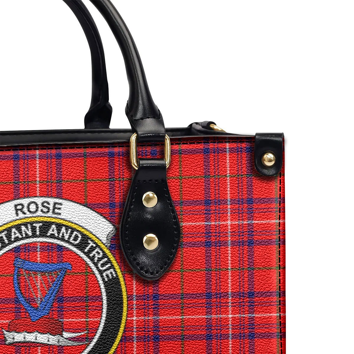 Rose Modern Tartan Crest Leather Handbag