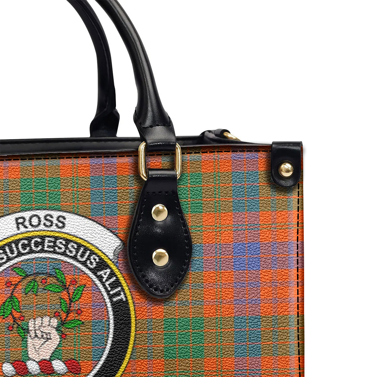 Ross Ancient Tartan Crest Leather Handbag