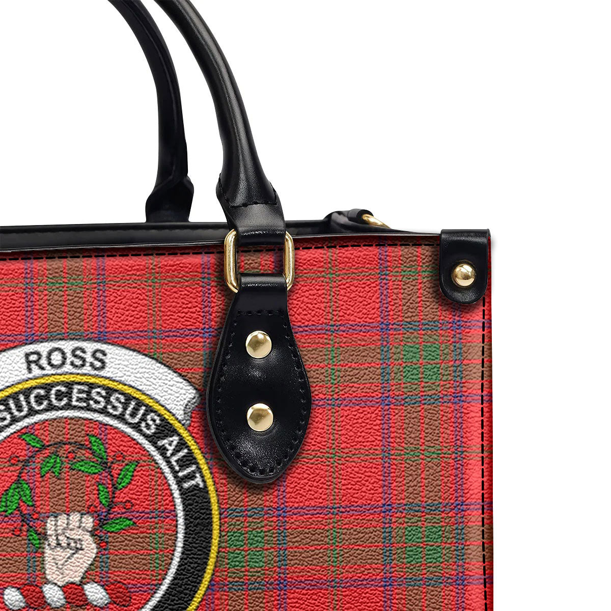 Ross Modern Tartan Crest Leather Handbag