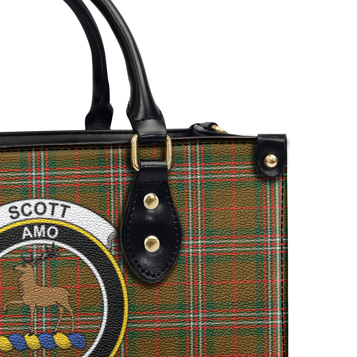 Scott Brown Modern Tartan Crest Leather Handbag