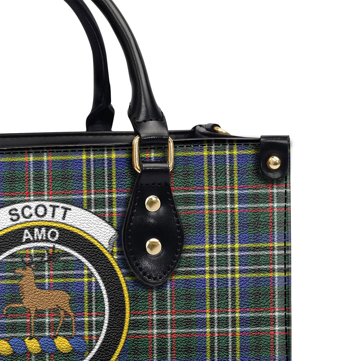 Scott Green Modern Tartan Crest Leather Handbag