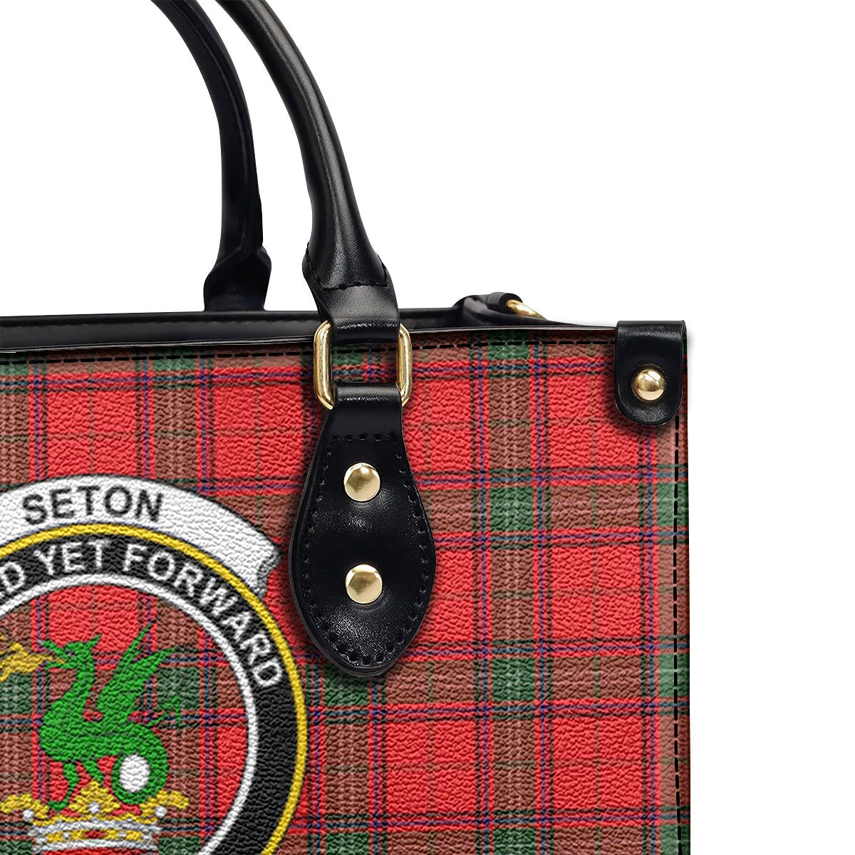 Seton Modern Tartan Crest Leather Handbag