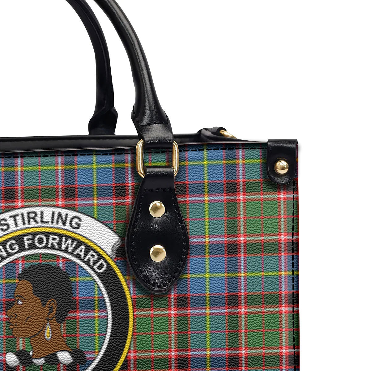 Stirling (of Keir) Tartan Crest Leather Handbag