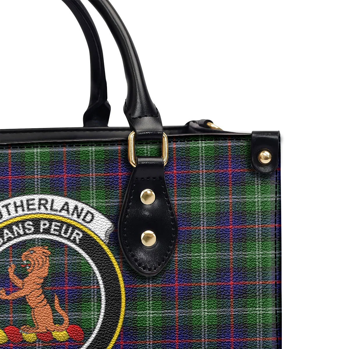 Sutherland Modern Tartan Crest Leather Handbag