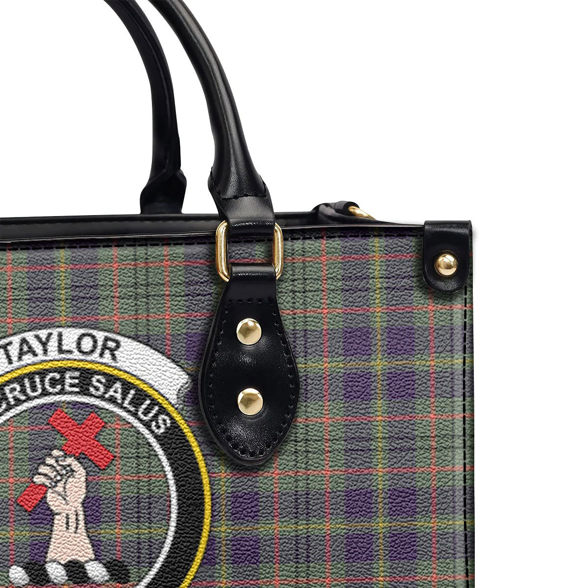 Taylor Weathered Tartan Crest Leather Handbag