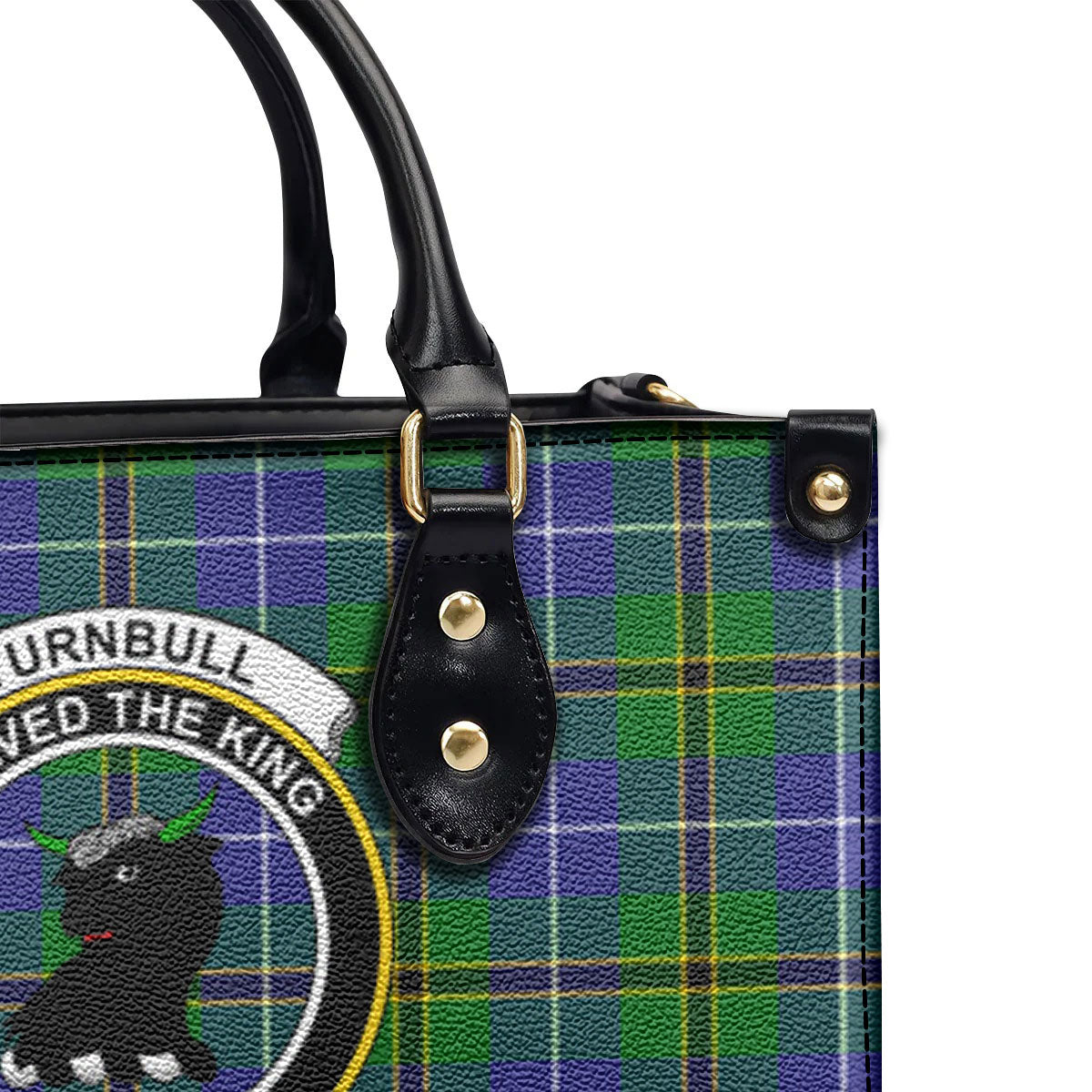 Turnbull Hunting Tartan Crest Leather Handbag