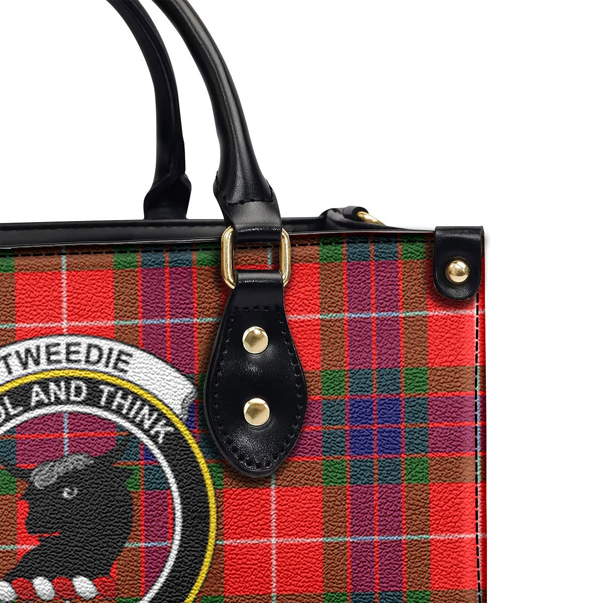 Tweedie Tartan Crest Leather Handbag