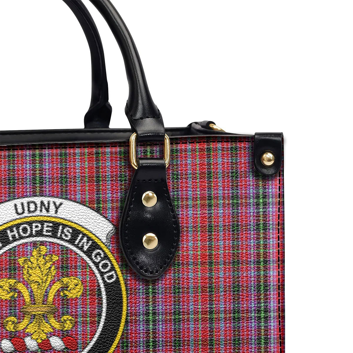 Udny Tartan Crest Leather Handbag