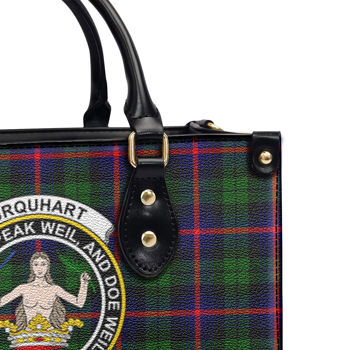 Urquhart Modern Tartan Crest Leather Handbag