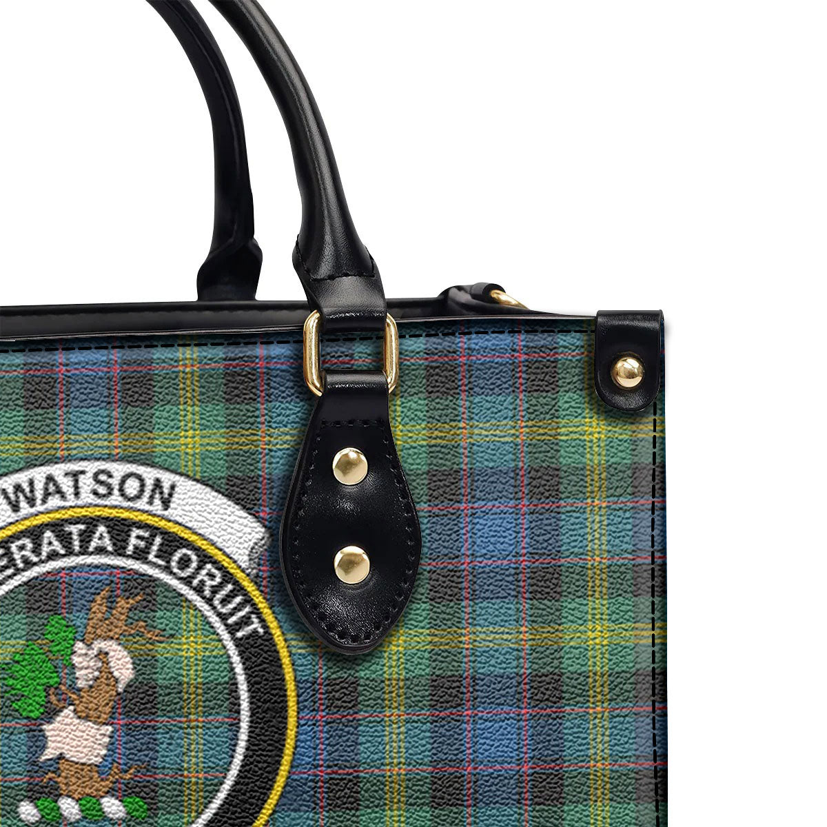 Watson Ancient Tartan Crest Leather Handbag