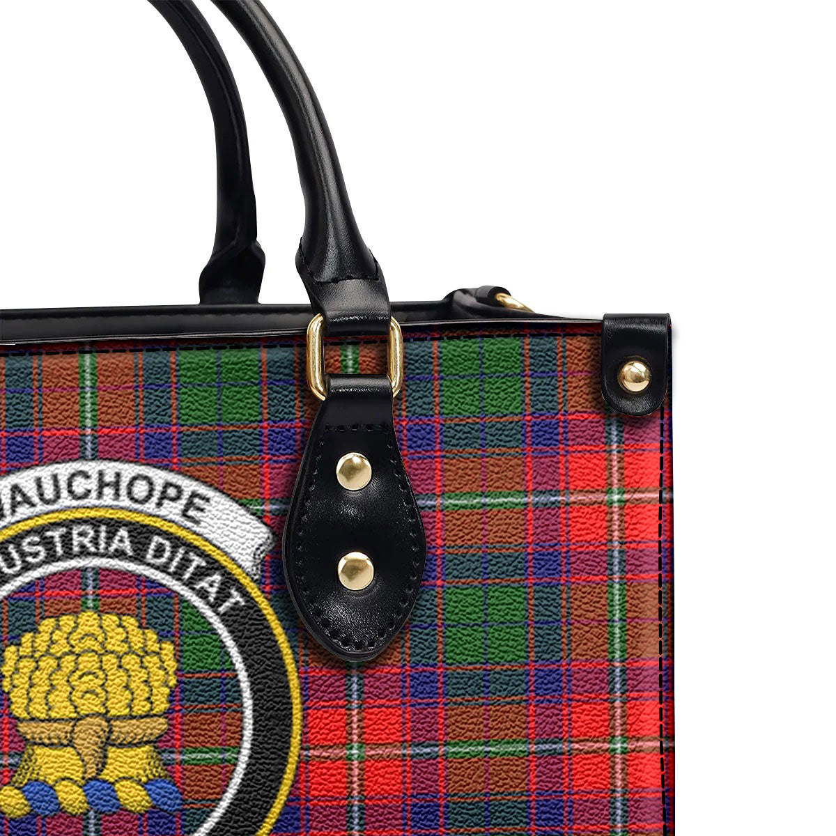 Wauchope (or Waugh) Tartan Crest Leather Handbag