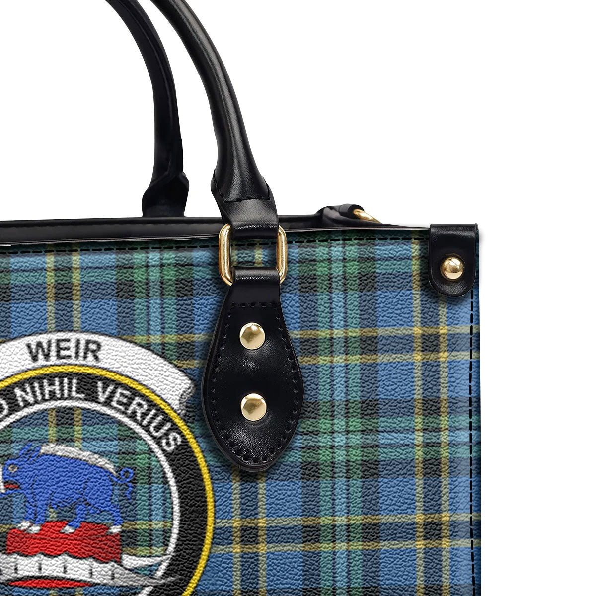 Weir Ancient Tartan Crest Leather Handbag