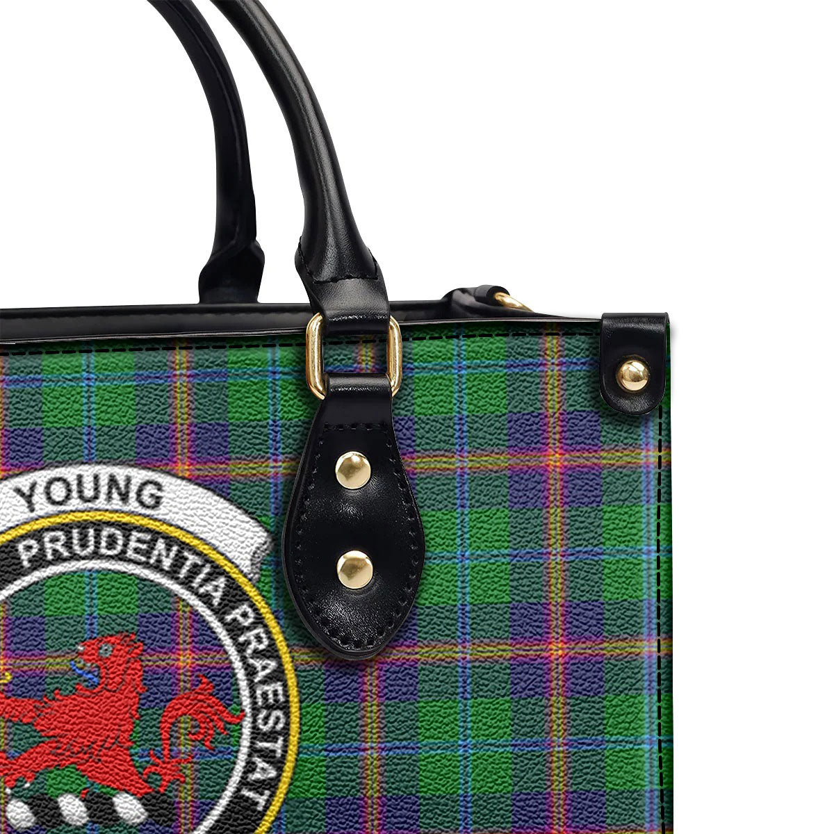 Young Modern Tartan Crest Leather Handbag