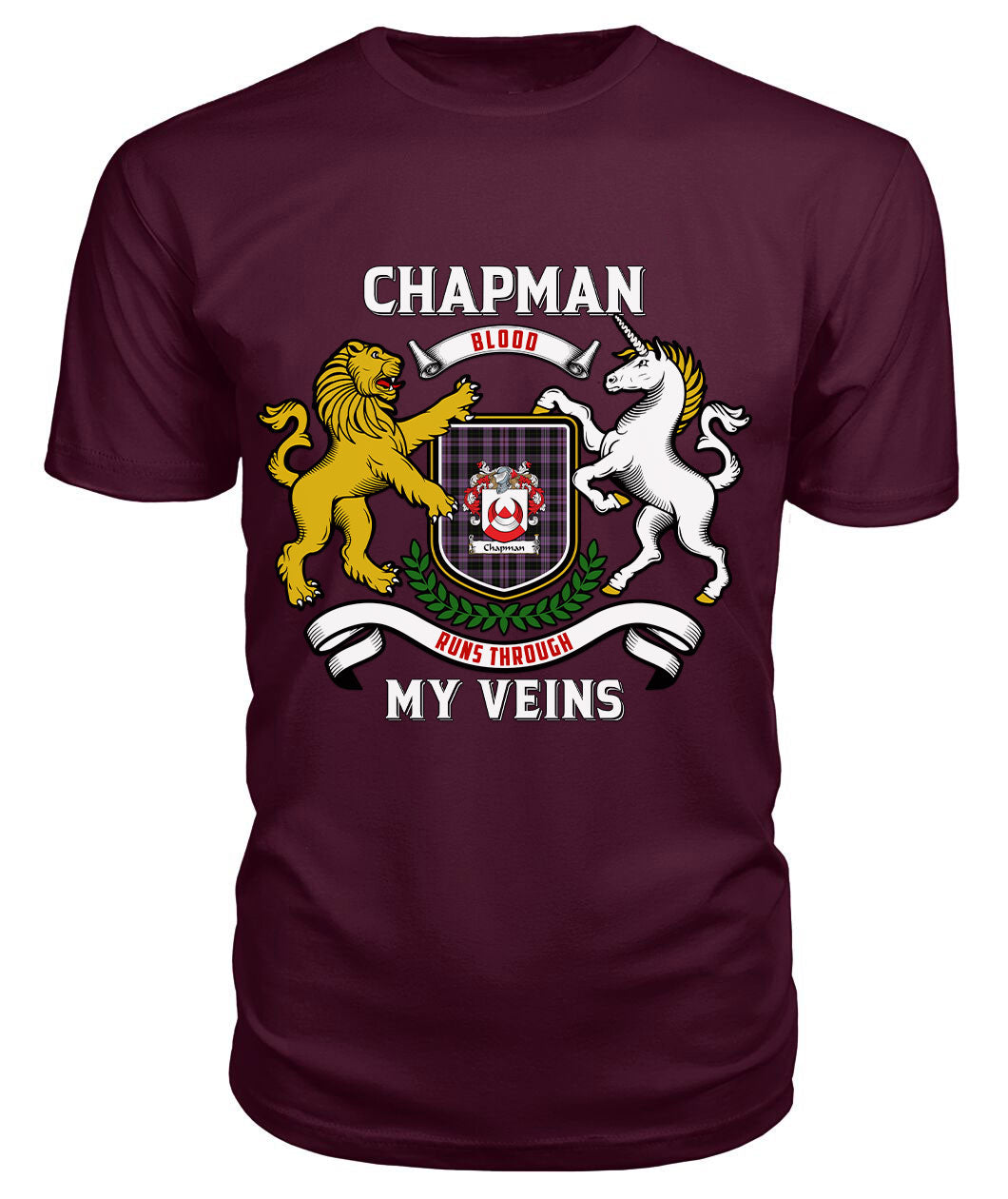 Chapman Tartan Crest 2D T-shirt - Blood Runs Through My Veins Style