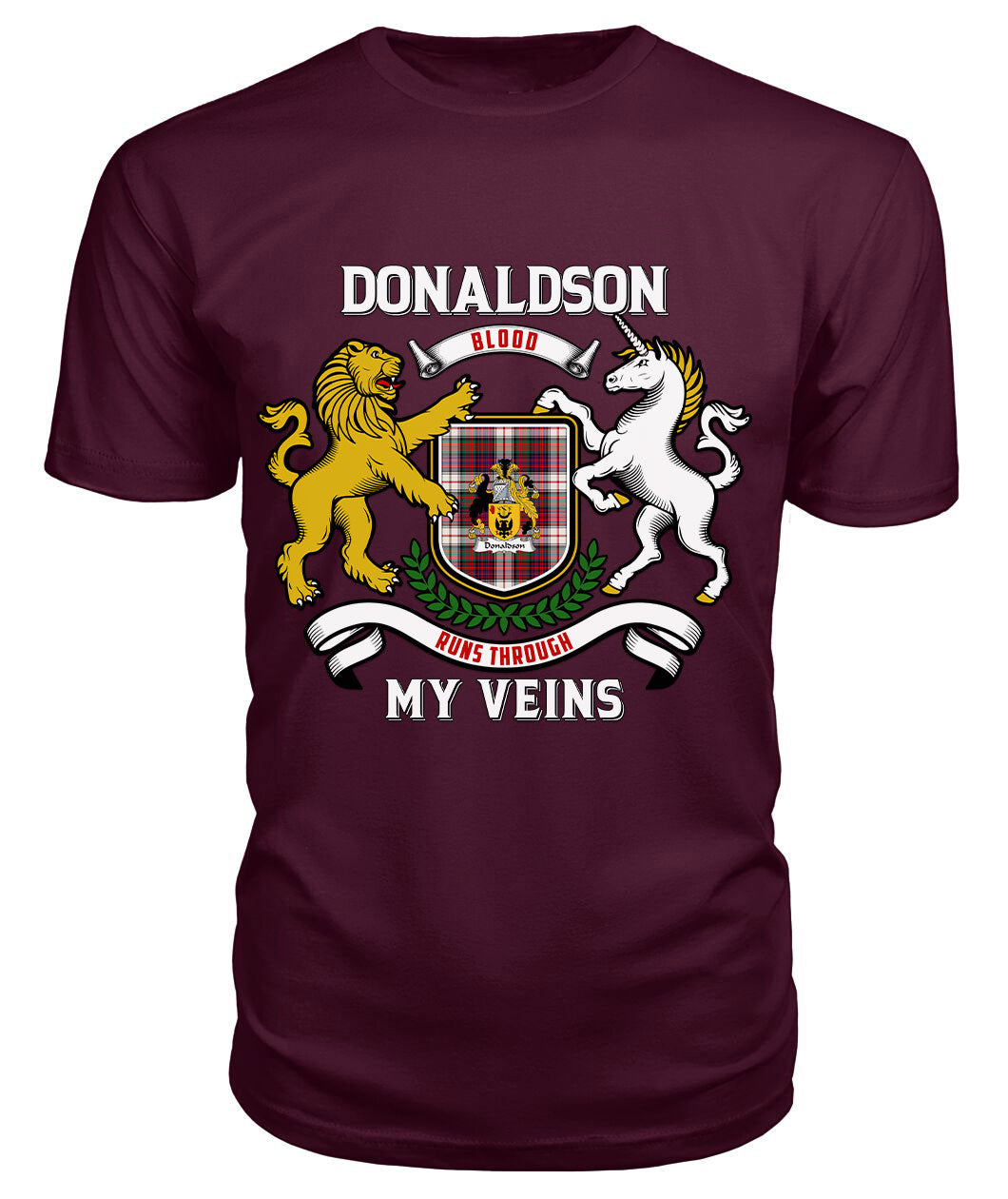 Donaldson Tartan Crest 2D T-shirt - Blood Runs Through My Veins Style