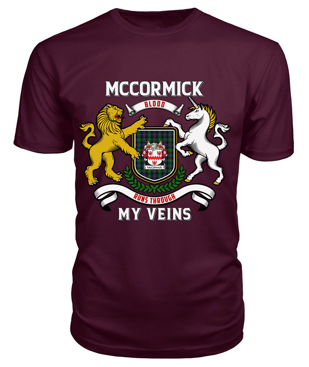 McCormick Tartan Crest 2D T-shirt - Blood Runs Through My Veins Style