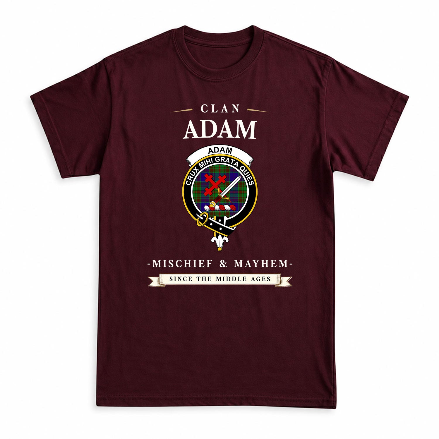 Adam Tartan Crest Mischief and Mayhem T-shirt