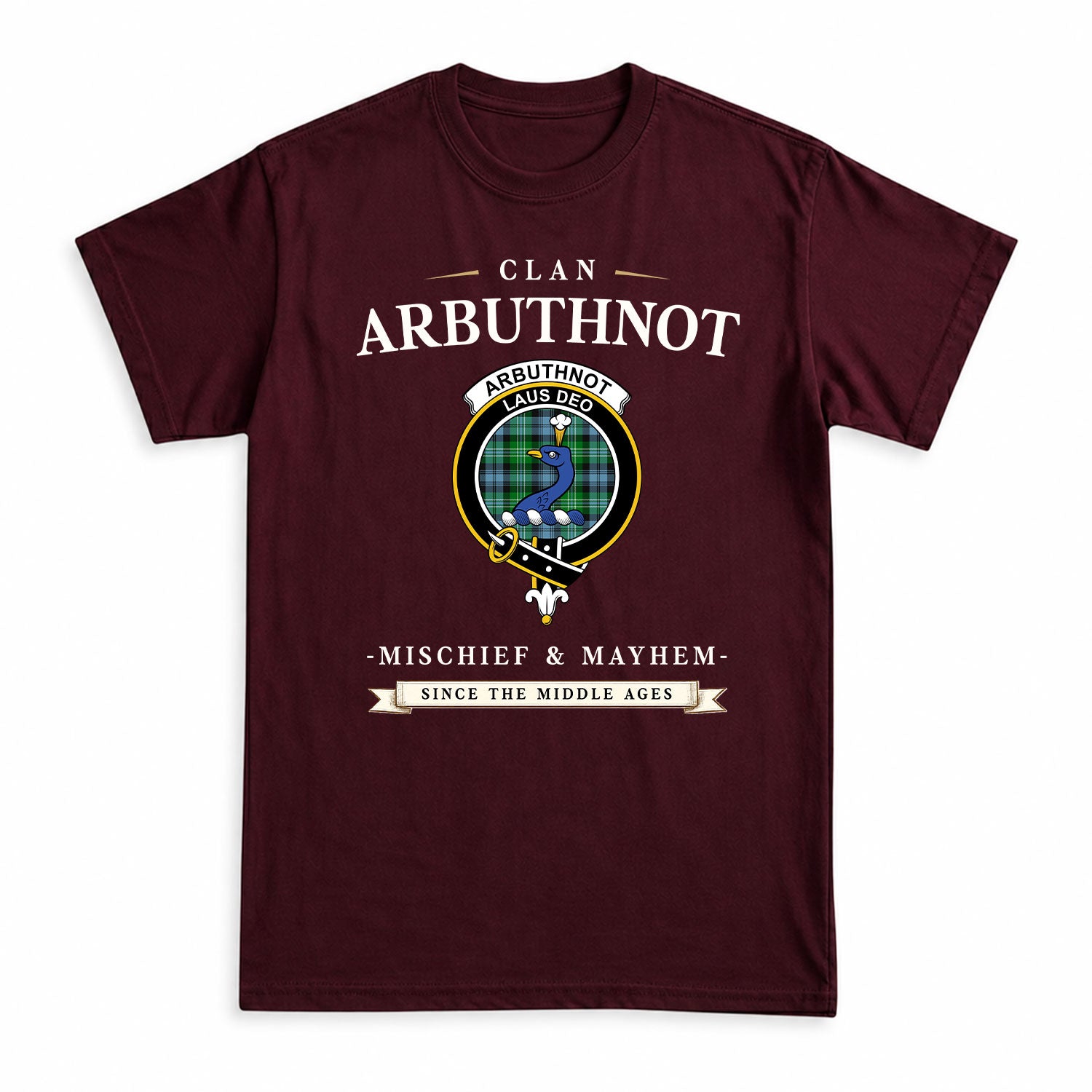 Arbuthnot Ancient Tartan Crest Mischief and Mayhem T-shirt