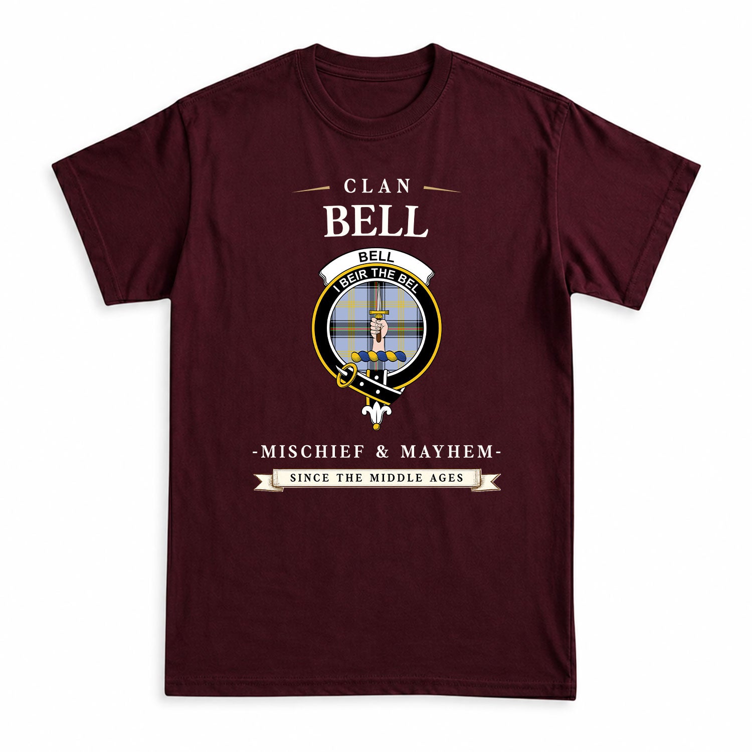 Bell of the Borders Tartan Crest Mischief and Mayhem T-shirt