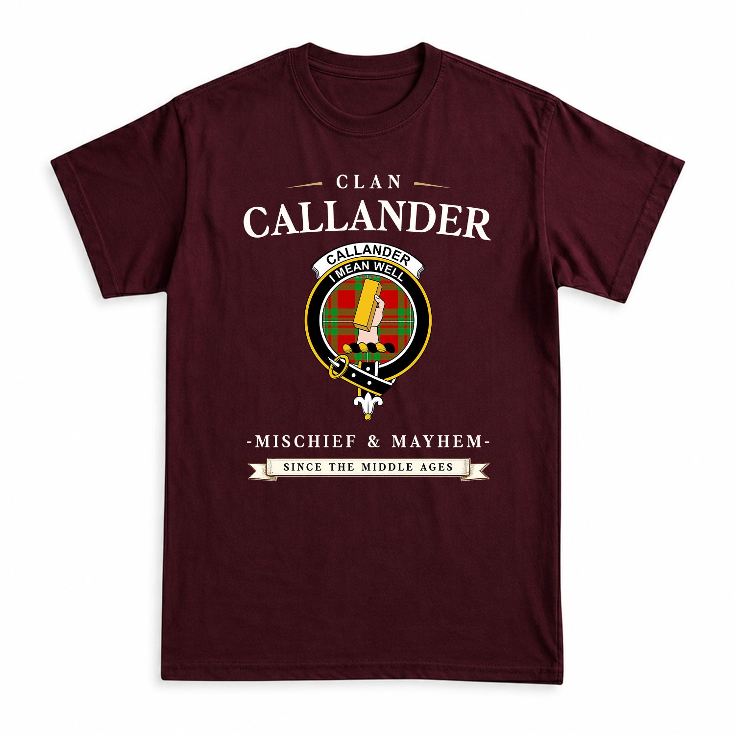 Callander Tartan Crest Mischief and Mayhem T-shirt