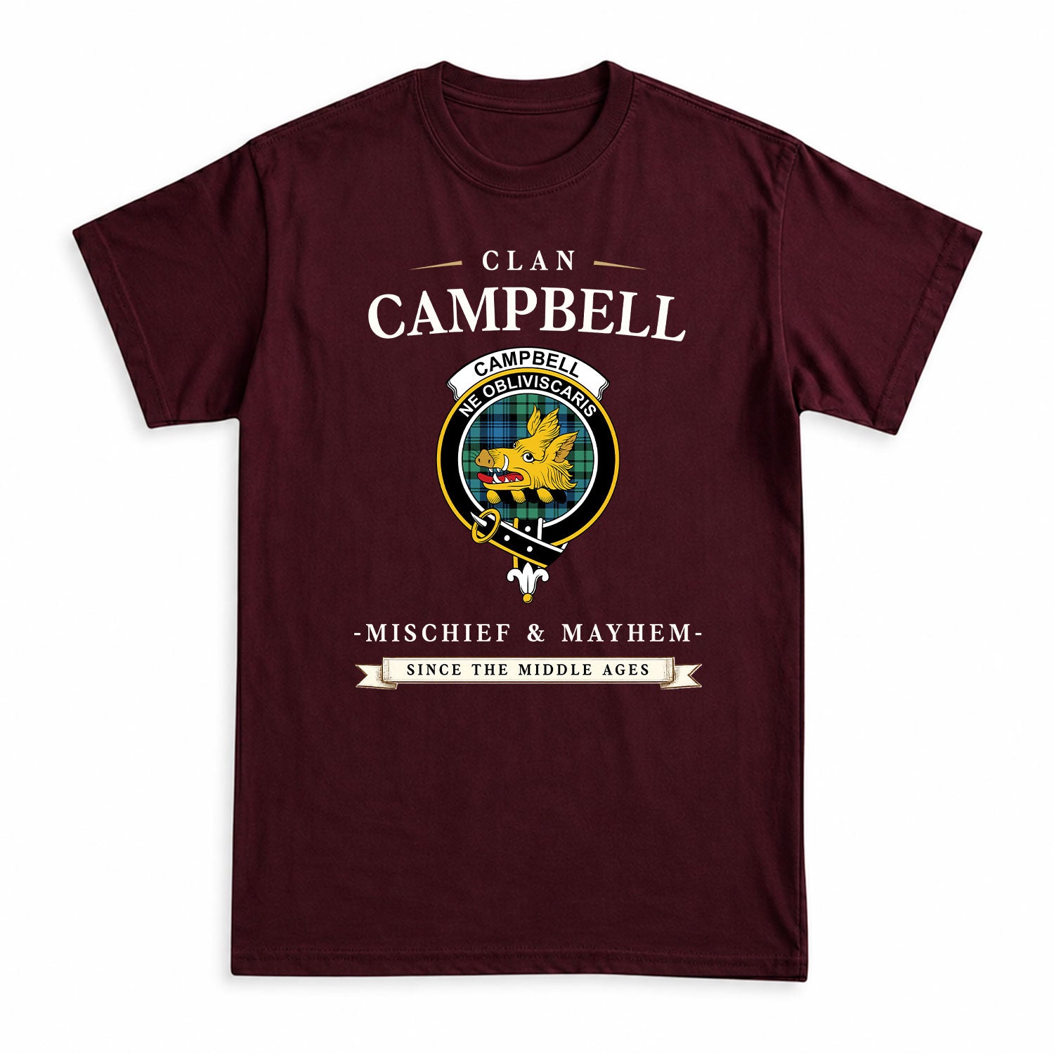 Campbell Ancient 01 Tartan Crest Mischief and Mayhem T-shirt