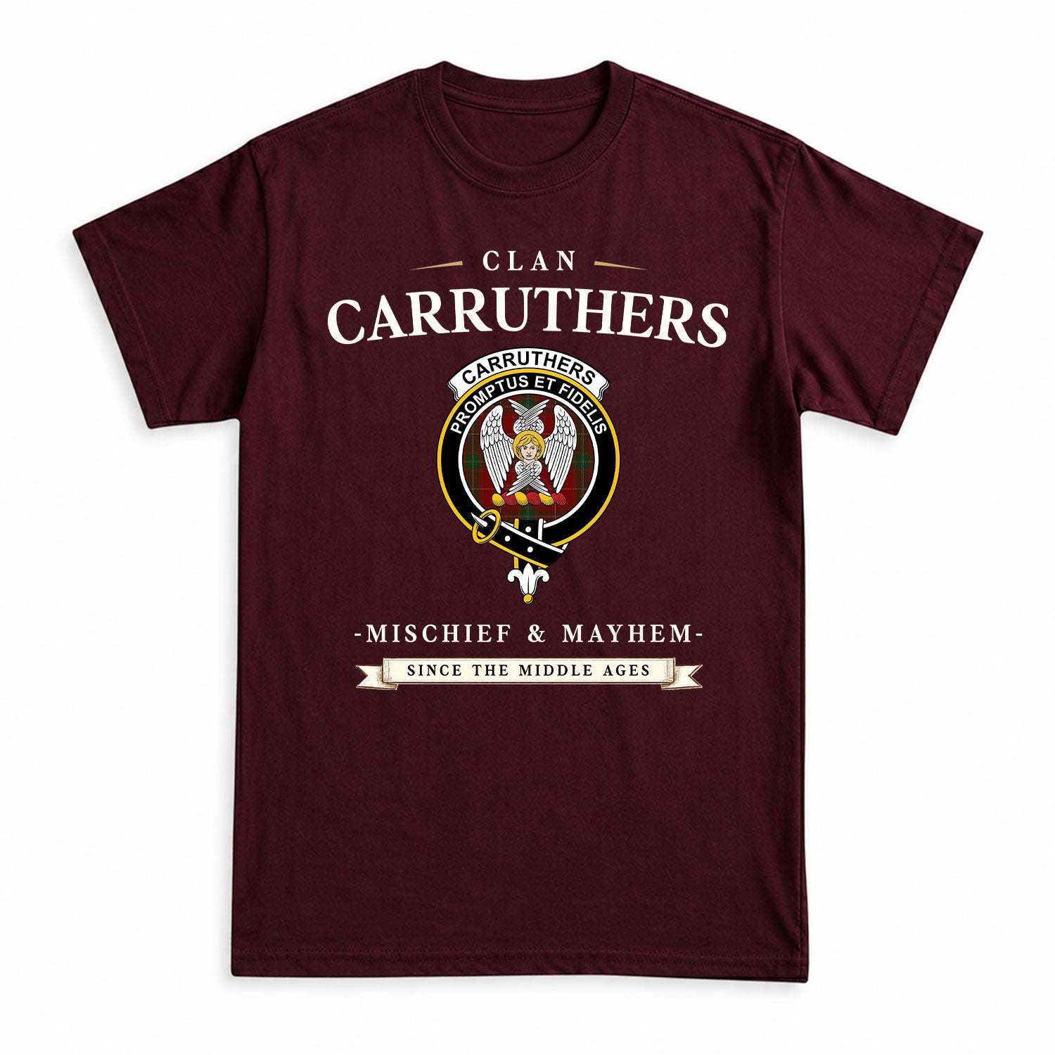 Carruthers Tartan Crest Mischief and Mayhem T-shirt