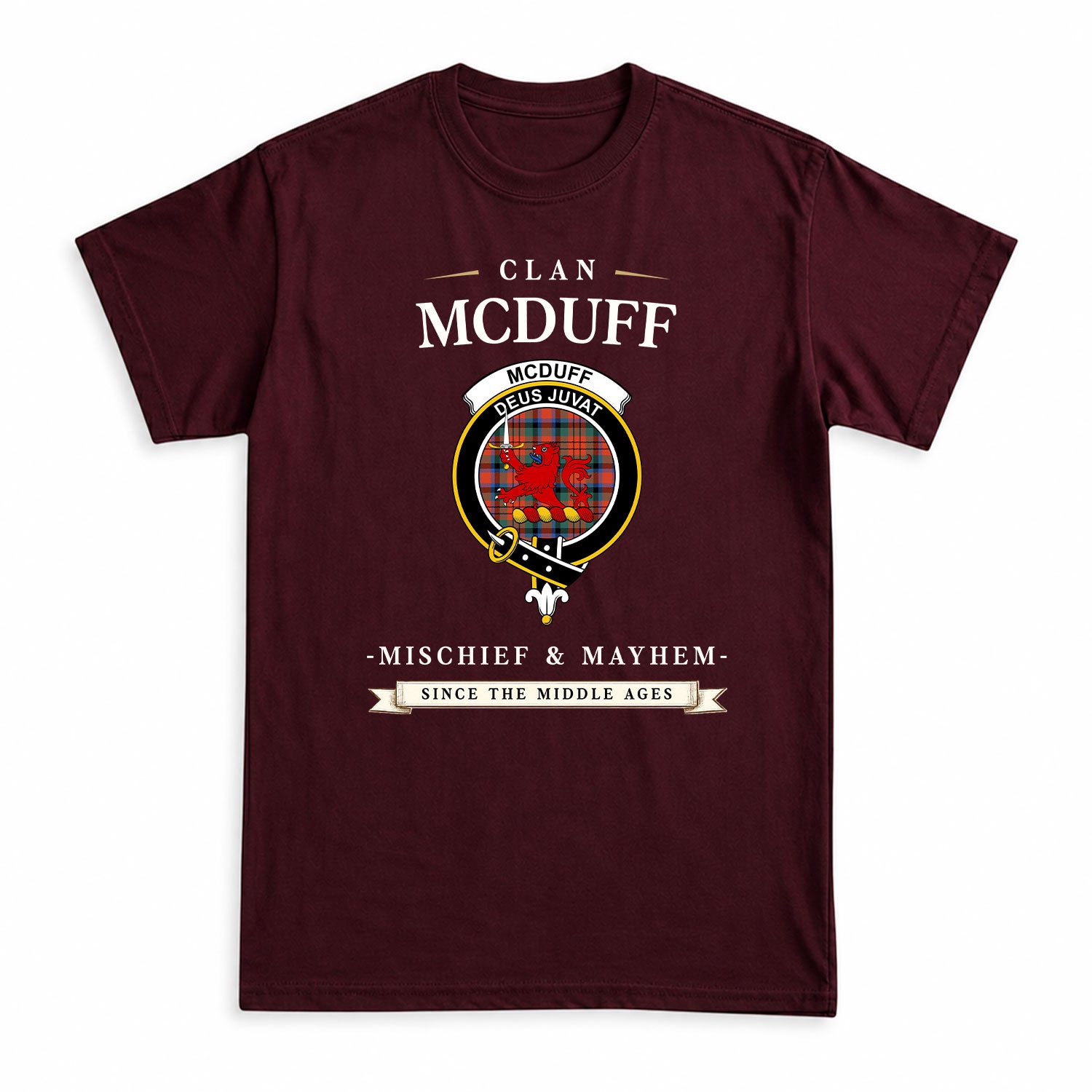 McDuff Ancient Tartan Crest Mischief and Mayhem T-shirt