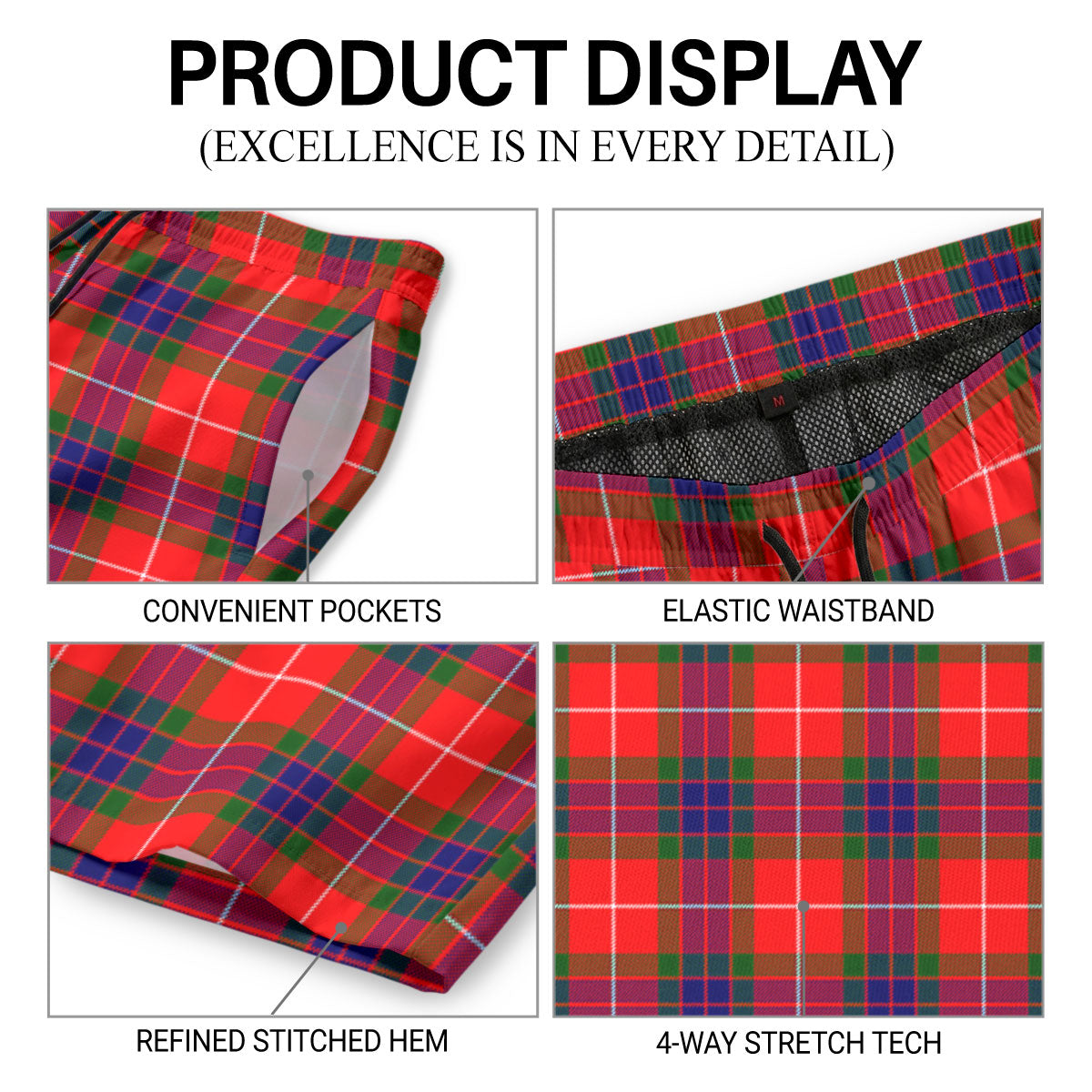 Abernathy Tartan Crest Men's Beach Shorts