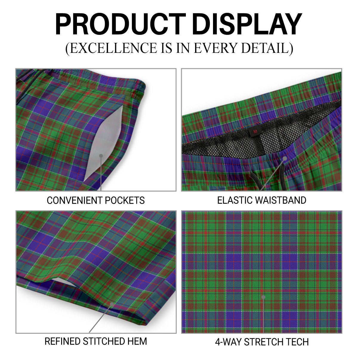 Adam Tartan Crest Men's Beach Shorts
