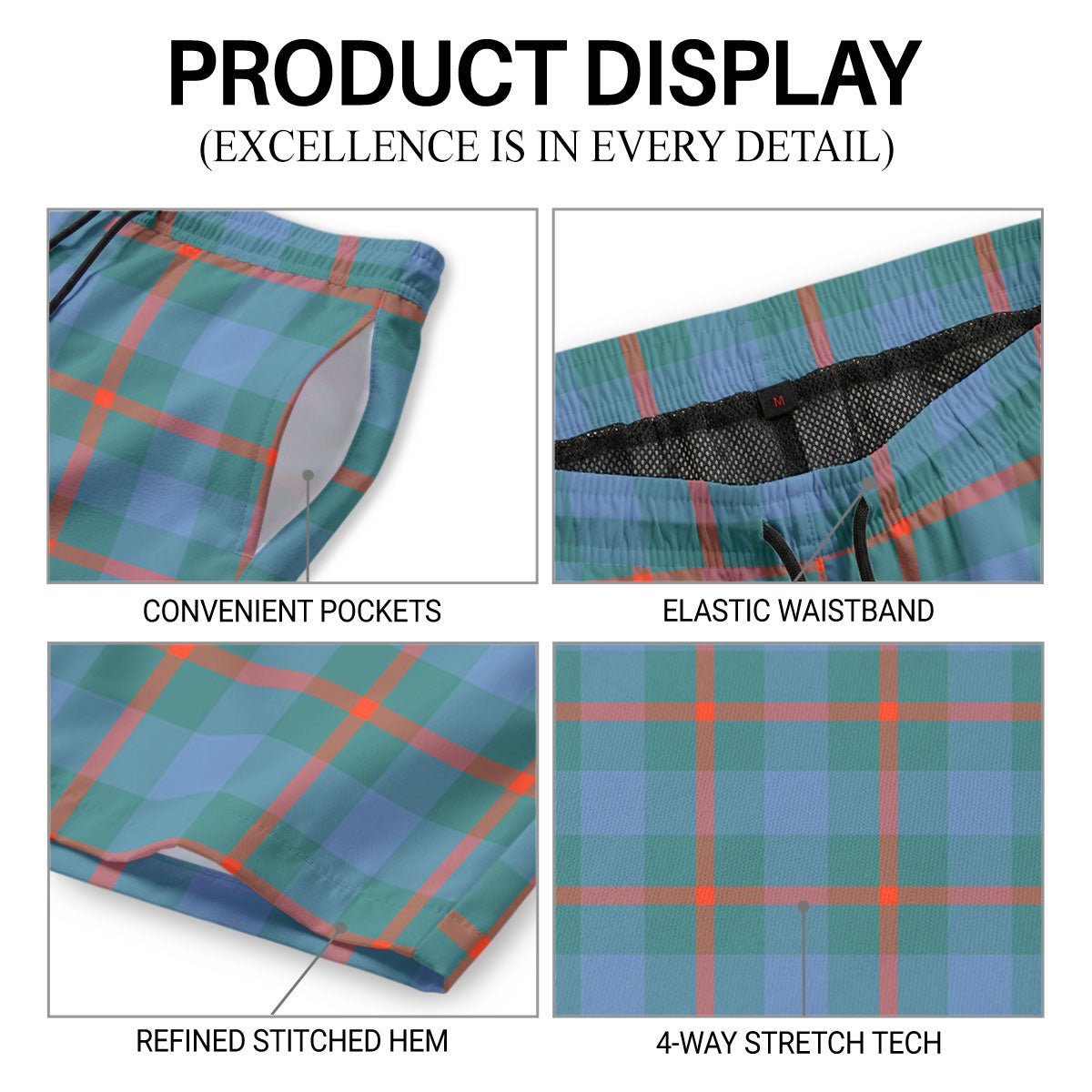 Agnew Ancient Tartan Crest Men's Beach Shorts