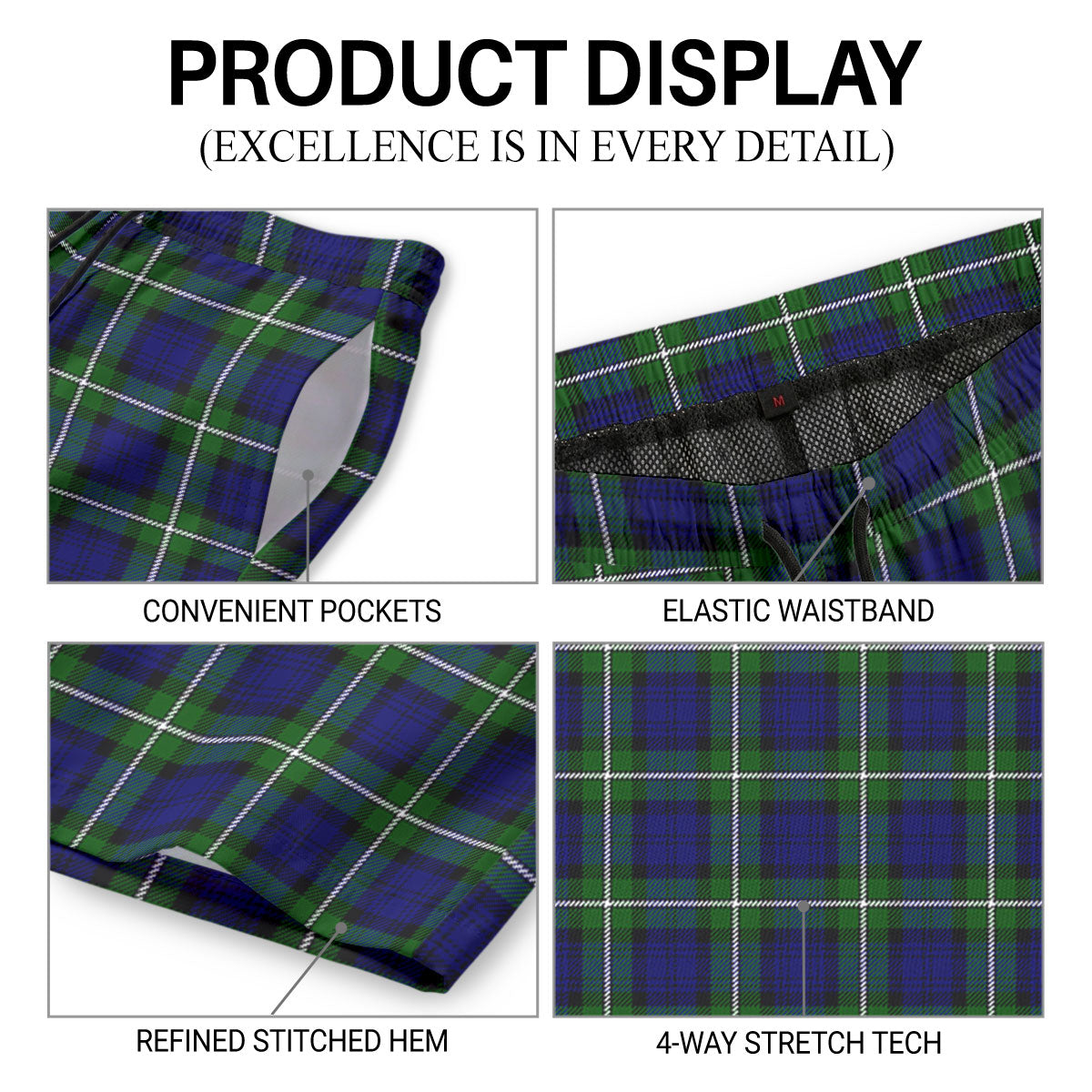 Bannerman Tartan Crest Men's Beach Shorts