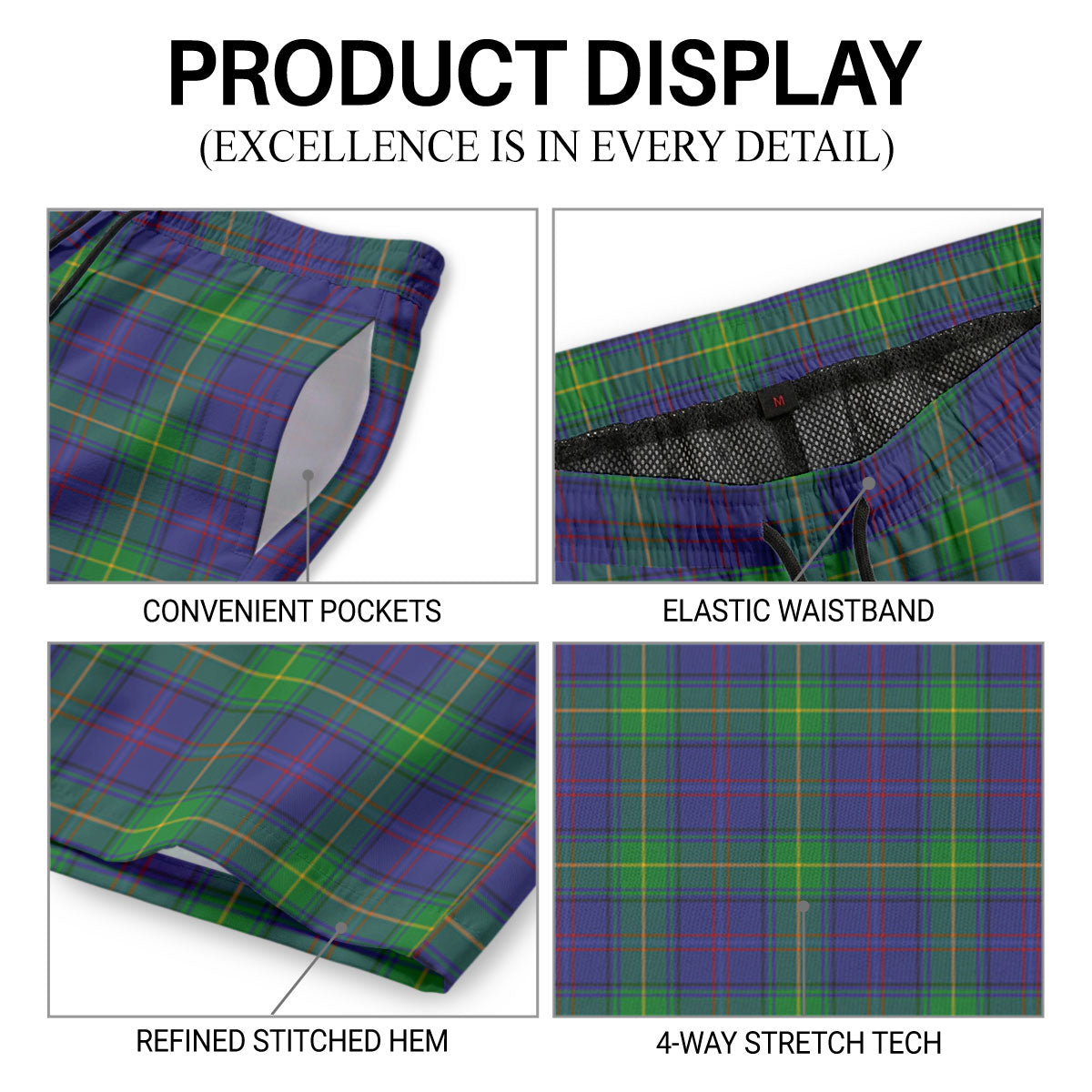 Boyle Tartan Crest Men's Beach Shorts