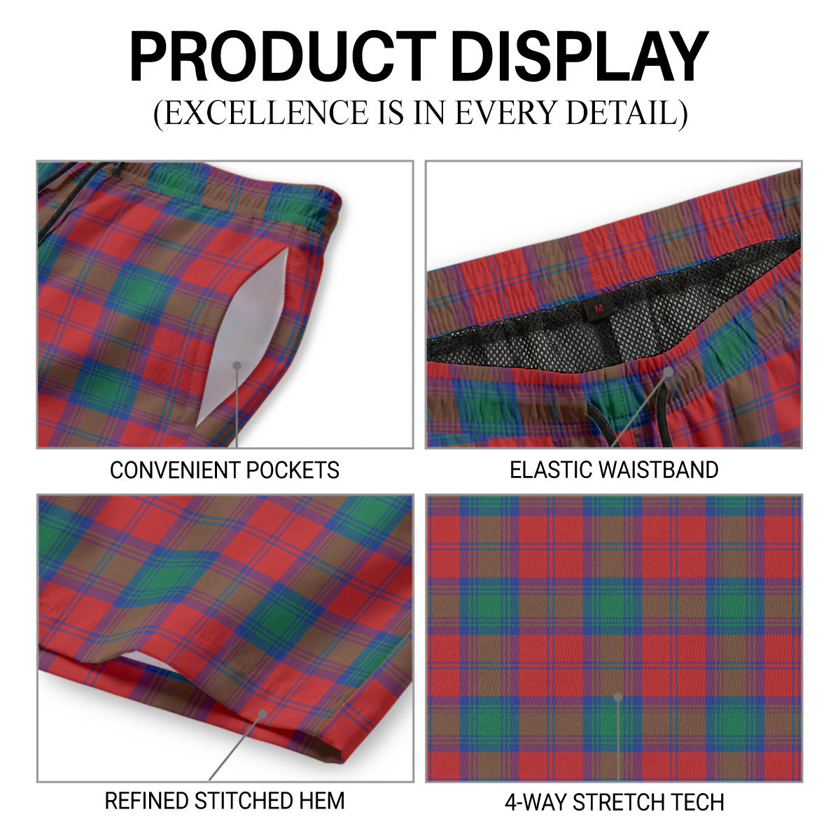 Byres Tartan Crest Men's Beach Shorts