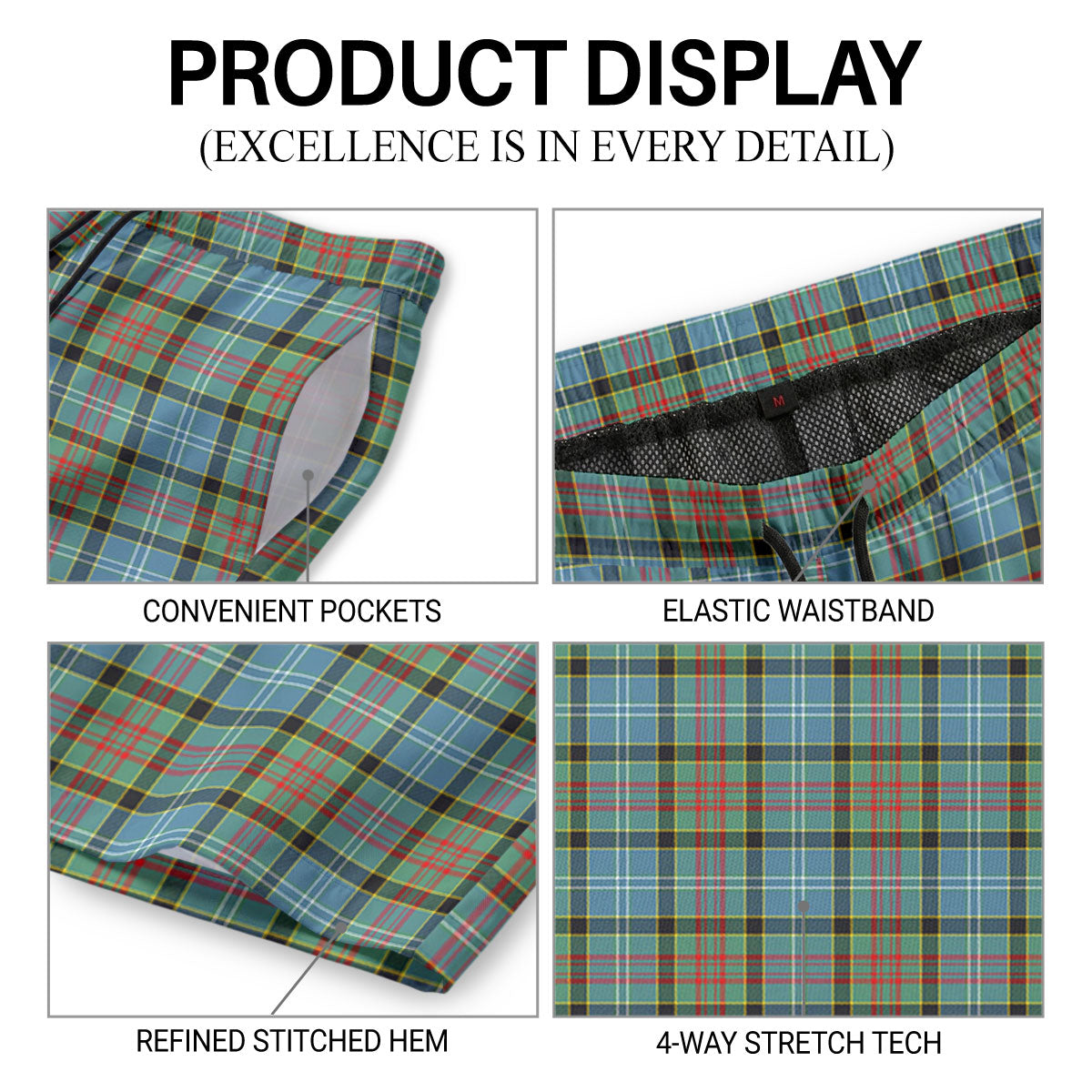 Caldwell Tartan Crest Men's Beach Shorts